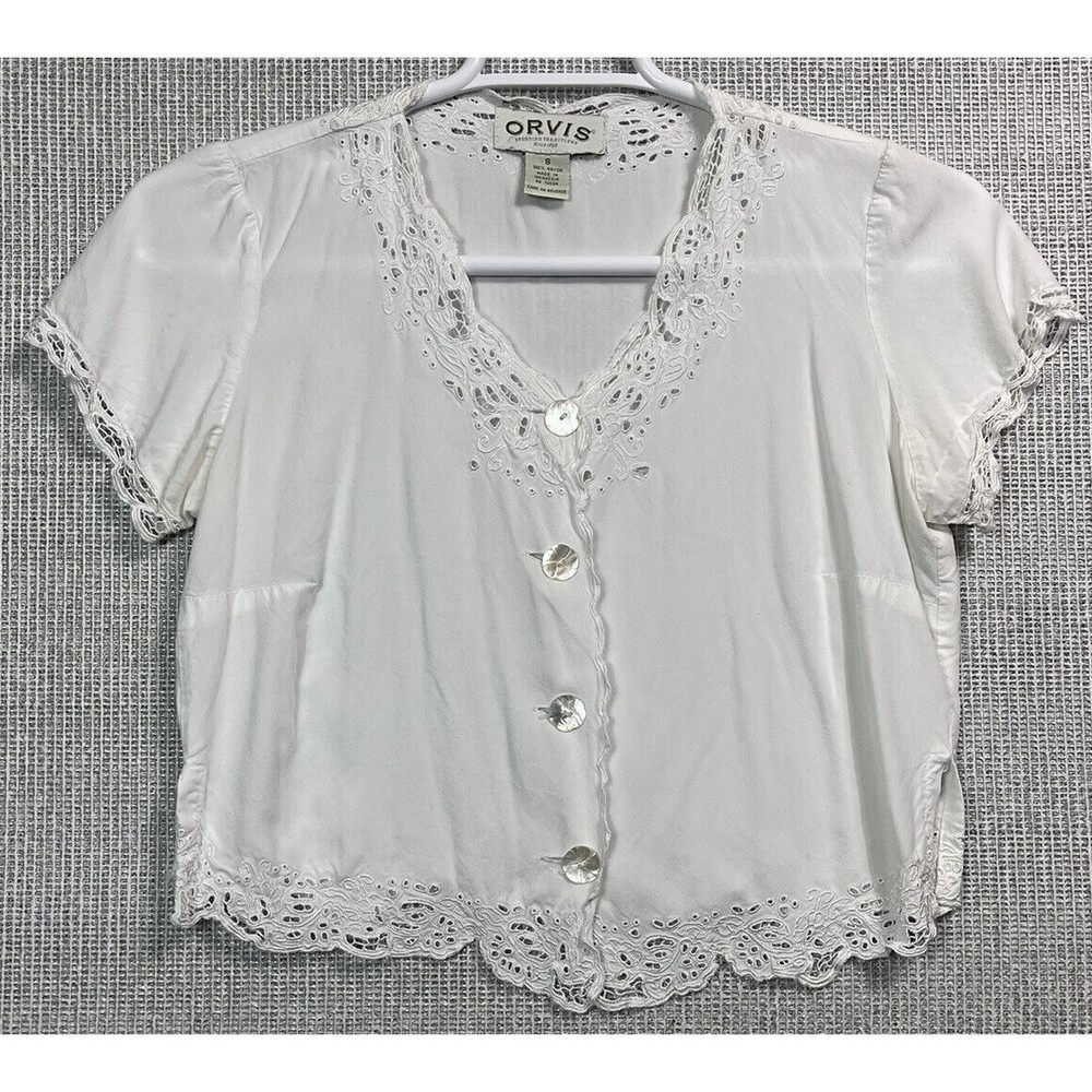 Orvis Women's Size S 100% Rayon Battenburg Lace Shrug/Cardigan